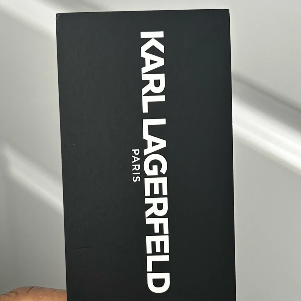 Karl Lagerfeld Men's Two-Tone Logo‎ Stripe Scarf